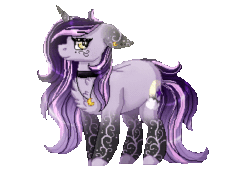 Size: 350x250 | Tagged: safe, artist:inspiredpixels, oc, oc only, pony, unicorn, animated, blinking, choker, female, floppy ears, gif, jewelry, mare, pendant, simple background, solo, standing, transparent background