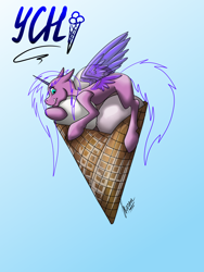 Size: 3000x4000 | Tagged: safe, artist:stirren, oc, oc only, pony, commission, food, foodplay, ice cream, micro, solo, your character here