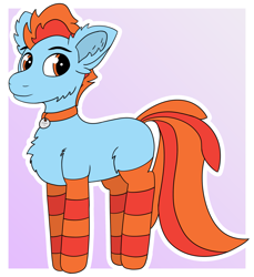 Size: 2057x2241 | Tagged: safe, artist:tav, oc, oc only, oc:echoerr, pony, chest fluff, clothes, collar, high res, simple background, socks, solo, striped socks