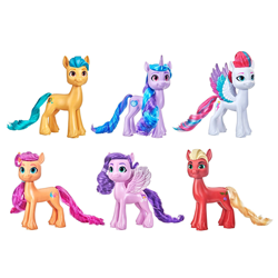 Size: 2000x2000 | Tagged: safe, hitch trailblazer, izzy moonbow, pipp petals, sprout cloverleaf, sunny starscout, zipp storm, earth pony, pegasus, pony, unicorn, g5, my little pony: a new generation, official, female, high res, male, mane five, mare, simple background, sprout joins the mane five, stallion, target (store), toy, white background