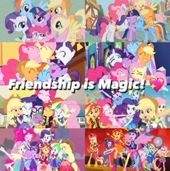 Size: 1020x1024 | Tagged: safe, artist:luigigamer25, edit, edited screencap, screencap, applejack, fluttershy, pinkie pie, rainbow dash, rarity, sci-twi, spike, spike the regular dog, sunset shimmer, twilight sparkle, alicorn, dog, earth pony, pegasus, pony, unicorn, castle sweet castle, equestria girls, equestria girls specials, g4, magical mystery cure, my little pony equestria girls: better together, my little pony equestria girls: forgotten friendship, my little pony equestria girls: friendship games, my little pony equestria girls: rainbow rocks, my little pony equestria girls: rollercoaster of friendship, season 1, season 3, season 5, the cutie mark chronicles, friendship day, humane five, humane seven, humane six, mane seven, mane six, meta, ponied up, spike the dog, title drop, twilight sparkle (alicorn), welcome to the show