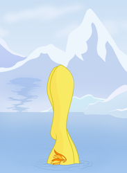 Size: 2750x3750 | Tagged: safe, artist:cycrus, spitfire, pegasus, pony, g4, female, fetish, high res, hoof fetish, iceberg, lake, legs, legs in air, mare, mountain, pictures of legs, snow, solo