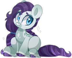 Size: 1786x1437 | Tagged: safe, artist:cinnamontee, oc, oc only, oc:amethyst jade, earth pony, pony, chibi, female, magical lesbian spawn, mare, offspring, parent:coloratura, parent:rarity, parents:rarararara, simple background, solo, transparent background