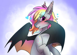 Size: 1250x891 | Tagged: safe, artist:cosmalumi, oc, oc only, oc:sapphira, bat pony, pony, solo