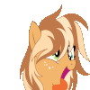 Size: 100x100 | Tagged: safe, artist:inaactive, oc, oc:goldi, pegasus, pony, alternate design, animated, coat markings, female, flying, gif, gif for breezies, head shake, mare, movie accurate, pegasus oc, picture for breezies, simple background, smiling, socks (coat markings), solo, tongue out, transparent background, two toned mane, two toned tail, two toned wings, wings
