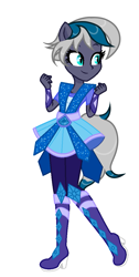 Size: 563x1116 | Tagged: safe, artist:vi45, oc, oc only, oc:elizabat stormfeather, equestria girls, g4, belt, boots, clothes, clothes swap, commission, crystal guardian, dress, equestria girls-ified, female, high heel boots, pants, ponied up, shoes, simple background, skirt, solo, white background, ych result