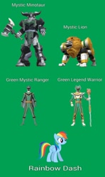 Size: 1192x2016 | Tagged: safe, rainbow dash, pony, g4, female, green ranger, legend magigreen, legend warrior, magigreen, magilion, magimajin, magiranger, magitaurus, mahou sentai magiranger, mystic force, mystic lion, mystic minotaur, mystic titan, photo, power rangers, power rangers mystic force, solo, super sentai