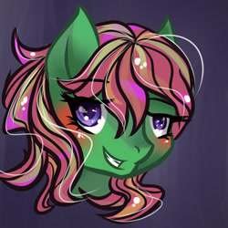 Size: 894x894 | Tagged: safe, artist:joan-grace, oc, oc only, earth pony, pony, blushing, bust, earth pony oc, eyelashes, female, grin, mare, smiling, solo