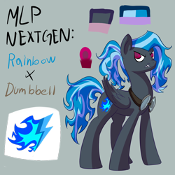 Size: 1000x1000 | Tagged: safe, artist:patty-plmh, oc, pegasus, pony, goggles, offspring, parent:dumbbell, parent:rainbow dash, parents:dumbdash, pegasus oc, reference sheet, simple background, story included, transparent background