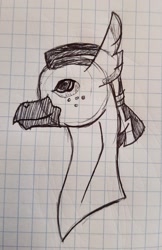 Size: 1727x2658 | Tagged: safe, artist:agdapl, hippogriff, crossover, freckles, graph paper, species swap, team fortress 2, traditional art