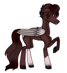 Size: 2514x2740 | Tagged: safe, artist:agdapl, oc, oc only, pegasus, pony, grin, high res, raised hoof, simple background, smiling, solo, transparent background, unshorn fetlocks, wings