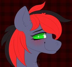 Size: 1990x1867 | Tagged: safe, artist:dragonwithcoffee, oc, oc only, oc:charrie, dracony, dragon, hybrid, green eyes, icon, red and black mane, simple background, smiling, watermark