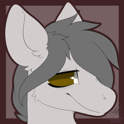 Size: 4096x4096 | Tagged: safe, artist:dragonwithcoffee, oc, oc only, oc:ion sparkplug, brown eyes, grey hair, icon, simple background, smiling, tired eyes