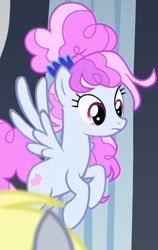 Size: 372x589 | Tagged: safe, screencap, cotton sky, derpy hooves, pegasus, pony, g4, season 9, the ending of the end, cropped, female, flying, mare, offscreen character, solo focus