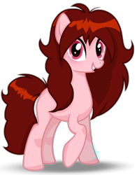 Size: 1902x2432 | Tagged: safe, artist:amicasecretuwu, oc, oc only, earth pony, pony, female, full body, girlfriend (friday night funkin), grin, high res, hooves, mare, ponified, raised hoof, shadow, signature, simple background, smiling, solo, standing, tail, transparent background, watermark
