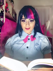 Size: 720x960 | Tagged: safe, artist:sarahndipity cosplay, twilight sparkle, human, equestria girls, g4, book, clothes, cosplay, costume, irl, irl human, photo