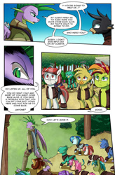 Size: 723x1105 | Tagged: safe, artist:candyclumsy, spike, dragon, earth pony, griffon, pony, comic:revolution of harmony, g4, older, older spike