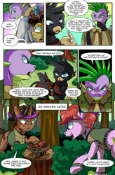 Size: 723x1105 | Tagged: safe, artist:candyclumsy, spike, dragon, earth pony, griffon, pony, unicorn, comic:revolution of harmony, g4, crossbow, older, older spike, rebels