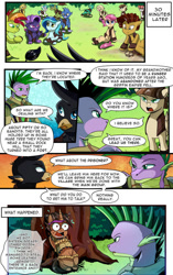 Size: 709x1128 | Tagged: safe, artist:candyclumsy, spike, dragon, earth pony, griffon, pony, unicorn, comic:revolution of harmony, g4, older, older spike, scared, tied up