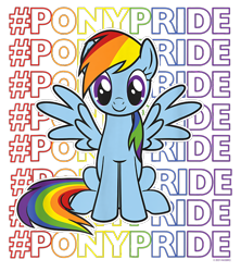 Size: 800x900 | Tagged: safe, rainbow dash, pegasus, pony, g4, official, cropped, design, female, hashtag, mare, merchandise, pride, rainbow, shirt design, simple background, solo, text, transparent background, wrong eye color