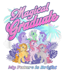 Size: 750x850 | Tagged: safe, blossom, blue belle, butterscotch (g1), cotton candy (g1), minty (g1), snuzzle, earth pony, pony, g1, official, cropped, design, female, fern, graduation, mare, merchandise, palm tree, shirt design, simple background, text, transparent background, tree