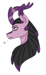 Size: 2142x3472 | Tagged: safe, artist:agdapl, oc, oc only, kirin, bags under eyes, bust, female, frown, high res, horn, kirin oc, simple background, solo, transparent background