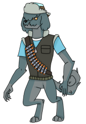 Size: 2721x3932 | Tagged: safe, artist:agdapl, diamond dog, anthro, digitigrade anthro, clothes, crossover, hat, heavy weapons guy, high res, male, simple background, species swap, team fortress 2, transparent background