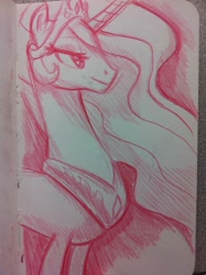 Size: 1936x2592 | Tagged: safe, artist:ceehoff, princess celestia, alicorn, pony, g4, bedroom eyes, eyelashes, female, horn, jewelry, mare, peytral, smiling, solo, tiara, traditional art, wings
