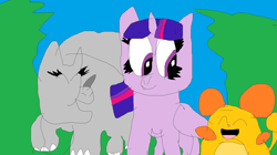 Size: 5788x3236 | Tagged: safe, artist:willtheraven1, twilight sparkle, oc, alicorn, mouse, pony, rhinoceros, fanfic:season 10, g4, the ending of the end, hakuna matata, song reference, twilight sparkle (alicorn)