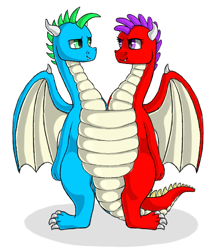 Size: 550x637 | Tagged: safe, artist:ukulelepineapplecat, oc, oc only, dragon, conjoined, conjoined twins, dragon oc, duo, fusion, simple background, white background