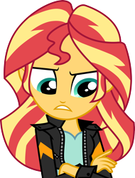 Size: 3000x3944 | Tagged: safe, artist:cloudy glow, sunset shimmer, equestria girls, g4, my little pony equestria girls: friendship games, clothes, crossed arms, female, high res, jacket, simple background, solo, transparent background, vector