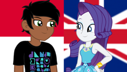 Size: 1920x1080 | Tagged: safe, artist:edy_january, edit, vector edit, rarity, oc, oc:edy january, equestria girls, g4, british, edirarity, indonesia, indonesian flag, union jack, united kingdom, vector