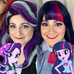 Size: 2289x2289 | Tagged: safe, artist:sarahndipity cosplay, starlight glimmer, twilight sparkle, human, equestria girls, equestria girls specials, g4, my little pony equestria girls: mirror magic, my little pony equestria girls: rainbow rocks, clothes, cosplay, costume, eyeshadow, high res, irl, irl human, makeup, photo