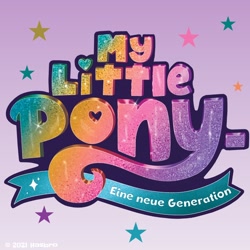 Size: 1080x1080 | Tagged: safe, g5, my little pony: a new generation, official, german, gradient background, instagram, my little pony: a new generation logo, stars, text