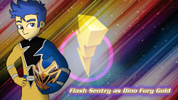 Size: 1920x1080 | Tagged: safe, artist:cam-and-sister-paint, flash sentry, equestria girls, g4, gold ranger, kishiryu sentai ryusoulger, power rangers, power rangers dino fury