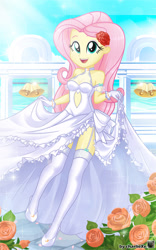 Size: 825x1319 | Tagged: safe, artist:charliexe, fluttershy, equestria girls, adorasexy, clothes, cute, dress, female, flower, flower in hair, garter, gloves, jewelry, marriage, open mouth, ring, sexy, shyabetes, stockings, thigh highs, wedding, wedding dress, wedding ring