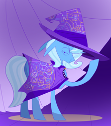 Size: 3100x3500 | Tagged: safe, artist:newsketches, artist:oddsketches, trixie, pony, unicorn, g4, floppy ears, high res, looking at you, pentagram, smiling, solo, stage