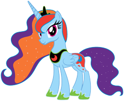 Size: 1920x1565 | Tagged: safe, artist:confrank01, edit, vector edit, princess luna, rainbow dash, alicorn, pony, ponyar fusion, g4, crown, female, fusion, jewelry, mare, palette swap, princess lu dash, recolor, regalia, simple background, smiling, solo, transparent background, vector