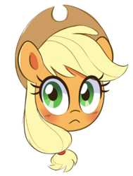 Size: 432x570 | Tagged: safe, artist:darkynez, applejack, earth pony, pony, g4, blushing, cute, female, frown, head, head only, jackabetes, mare, simple background, solo, white background