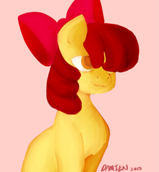 Size: 1651x1789 | Tagged: safe, artist:goregif, apple bloom, earth pony, pony, g4, female, filly, hair over eyes, solo