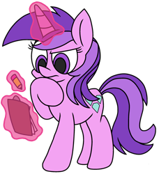 Size: 2126x2336 | Tagged: safe, artist:derpyalex2, amethyst star, sparkler, pony, unicorn, g4, clipboard, female, glowing horn, high res, horn, magic, mare, pencil, simple background, solo, thinking, transparent background