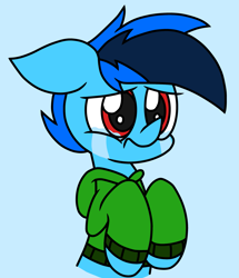 Size: 1987x2309 | Tagged: safe, artist:derpyalex2, oc, oc only, oc:shy-fly, pegasus, pony, clothes, crying, floppy ears, male, solo, sweater