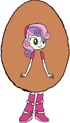 Size: 1141x2000 | Tagged: safe, artist:kigtoons, sweetie belle, equestria girls, g4, clothes, costume, egg, egg costume, food, food costume