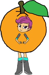 Size: 1318x2000 | Tagged: safe, artist:kigtoons, scootaloo, equestria girls, g4, clothes, costume, food, food costume, orange, orange costume