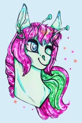 Size: 721x1080 | Tagged: safe, artist:skior, oc, oc only, pony, antennae, bust, female, mare, portrait, solo