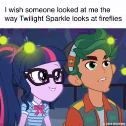 Size: 1080x1080 | Tagged: safe, sci-twi, timber spruce, twilight sparkle, firefly (insect), insect, pony, equestria girls, g4, my little pony equestria girls: better together, official, star crossed, animated, caption, clothes, cute, facebook, female, glasses, image macro, male, mare, meme, sci-twiabetes, shipping, straight, text, timbertwi, twiabetes, webm