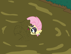 Size: 1600x1200 | Tagged: safe, artist:amateur-draw, fluttershy, pegasus, pony, g4, clothes, dress, female, fluttergoth, gothic, mare, mud, mud bath, mud play, muddy, night, quicksand, show accurate, sinking, solo, wet and messy