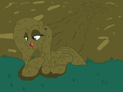 Size: 1600x1200 | Tagged: safe, artist:amateur-draw, fluttershy, pegasus, pony, g4, clothes, covered in mud, dress, female, fluttergoth, gothic, mare, mud, mud bath, mud play, mud pony, muddy, night, quicksand, show accurate, solo, wet and messy