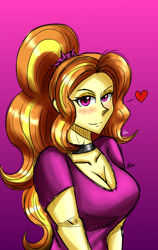 Size: 1200x1900 | Tagged: safe, artist:zachc, adagio dazzle, equestria girls, g4, breasts, choker, cleavage, clothes, female, gradient background, looking at you, solo