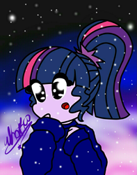 Size: 873x1107 | Tagged: safe, artist:whakco, sci-twi, twilight sparkle, equestria girls, g4, glowing eyes, lidded eyes, solo